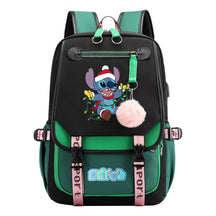 Interstellar Baby Stitch Usb Student Backpack With Casual Woven Strap Flap Backpack