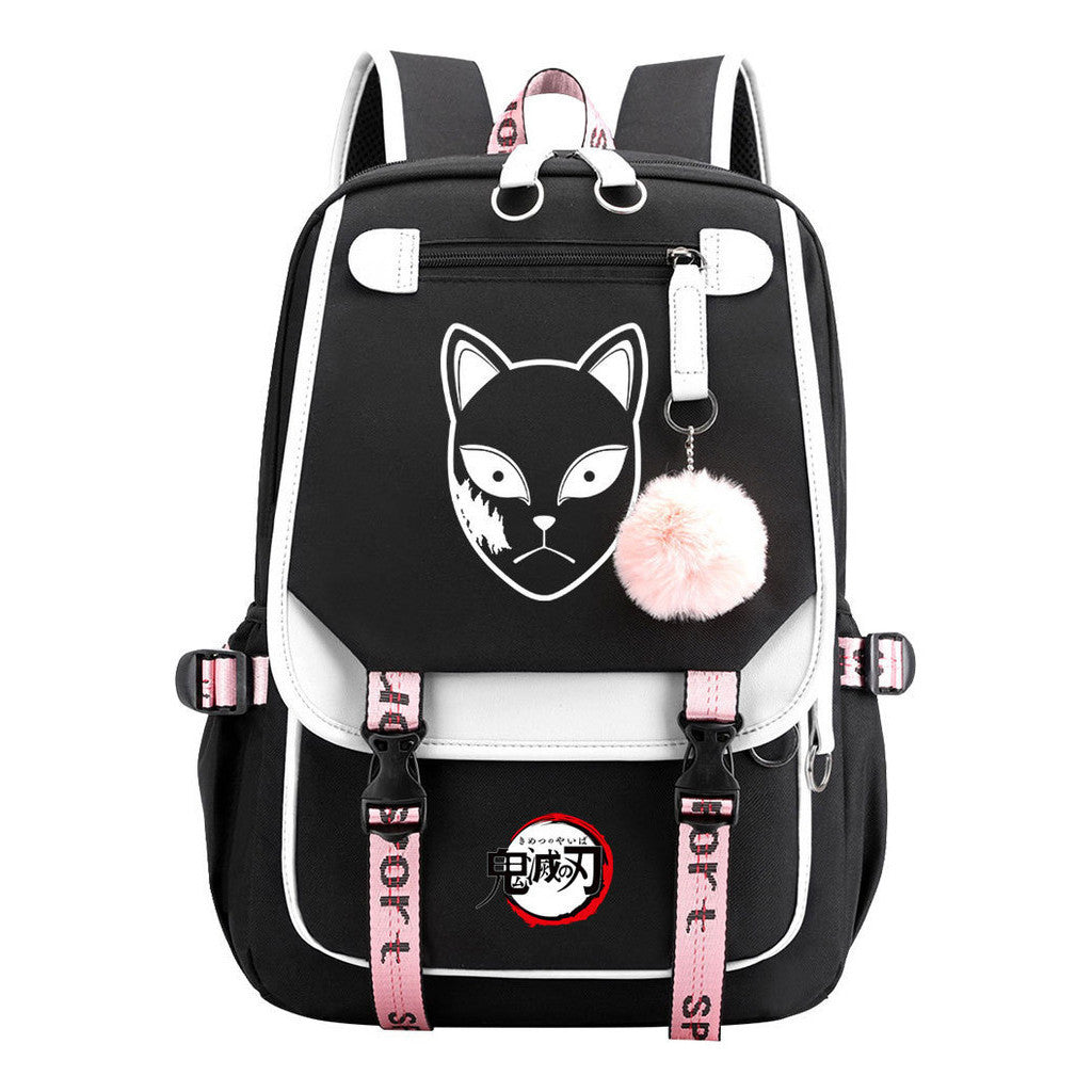 Japanese Cartoon Fashion Usb Youth Student Backpack With Casual Woven Strap Flip Back Backpack