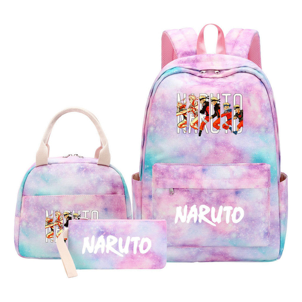Naruto Student Girl Backpack Lunch Bag Three Piece Set Backpack Set