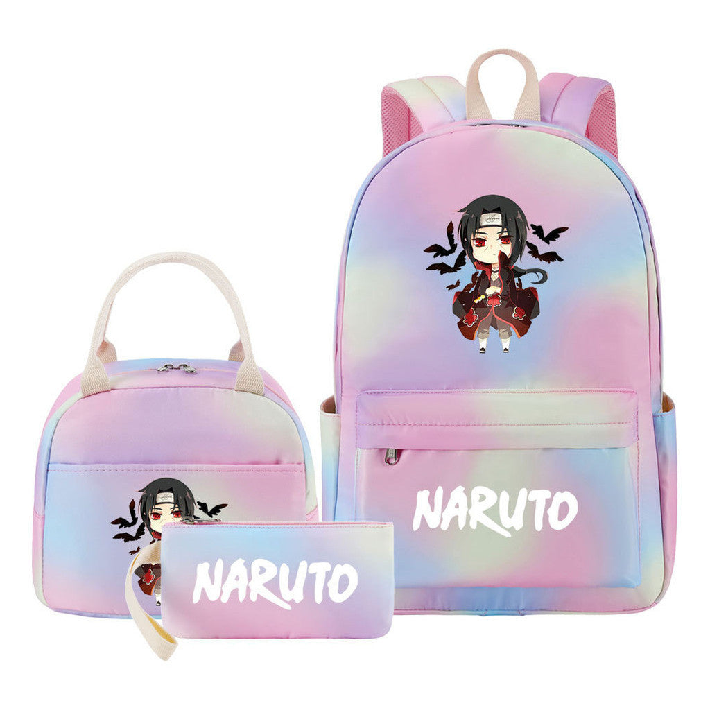 Naruto Teenage Student Girls School Bag Lunch Bag Three Piece Set Backpack Set