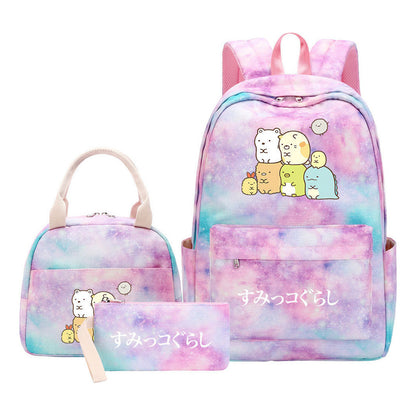 Game Corner Biology Youth Student Girls School Bag Lunch Bag Three Piece Set Backpack Set