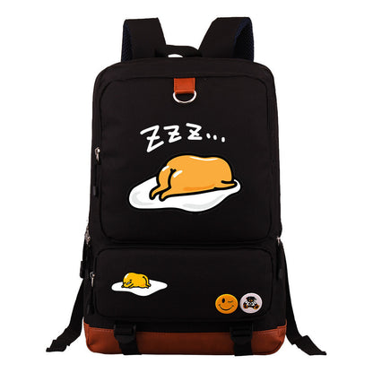 Cartoon Anime Lazy Egg Youth Student Backpack With Large Capacity Travel Bag For Boys And Girls Backpack
