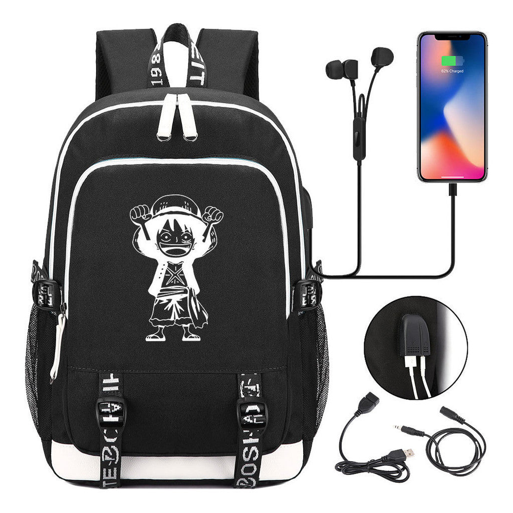 Pirate King Youth School Bag Usb Men's And Women's Leisure Backpack