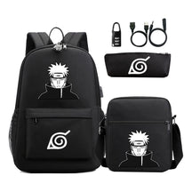 Naruto Usb Password Lock Backpack Three Piece Set For Men And Women Backpack Set