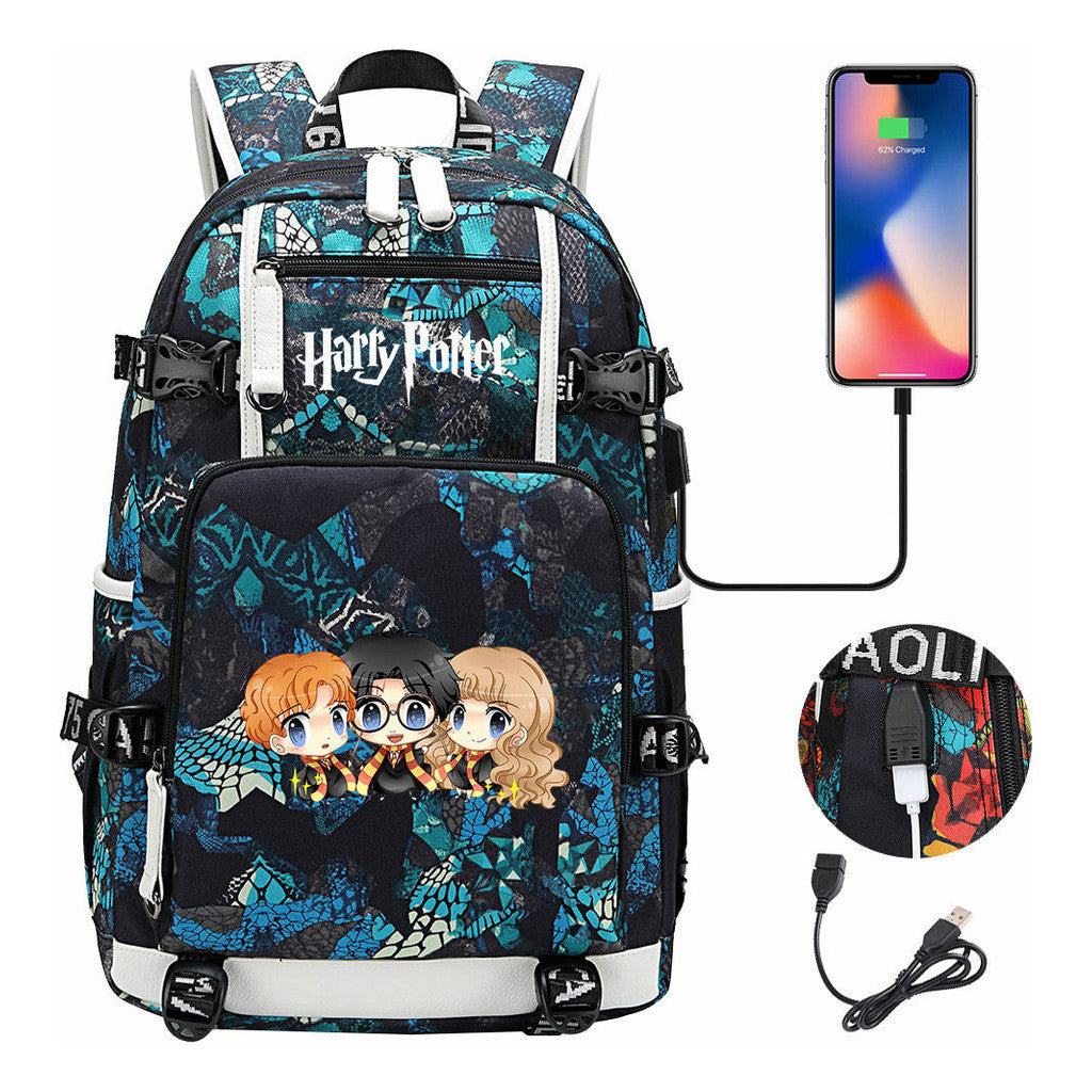 School Of Witchcraft And Wizardry Usb Earphones, Youth Student Backpacks, Leisure Travel Backpacks