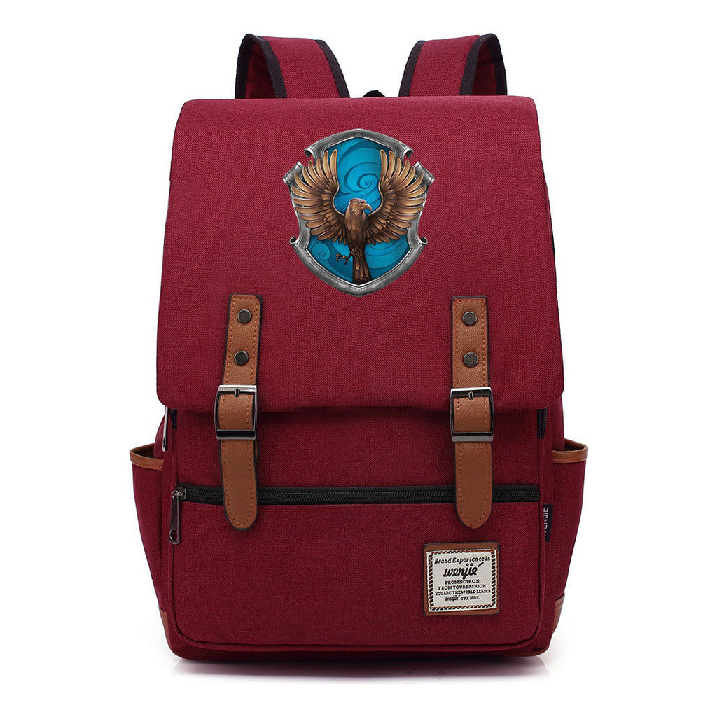 School Of Witchcraft And Wizardry Printed Youth Student Backpack For Men And Women, Casual Belt Buckle, Classic Backpack