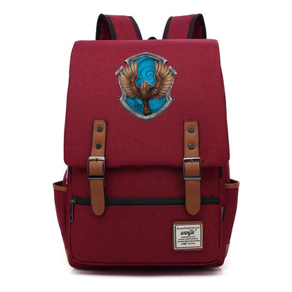 School Of Witchcraft And Wizardry Printed Youth Student Backpack For Men And Women, Casual Belt Buckle, Classic Backpack