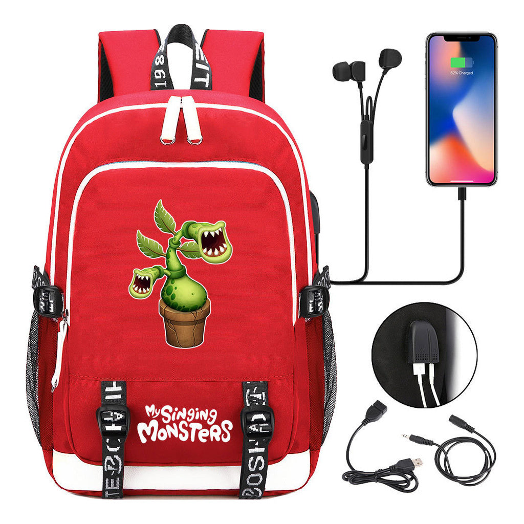 Monster Concert Printed Student Backpack Usb Leisure Backpack