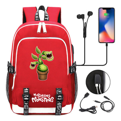 Monster Concert Printed Student Backpack Usb Leisure Backpack