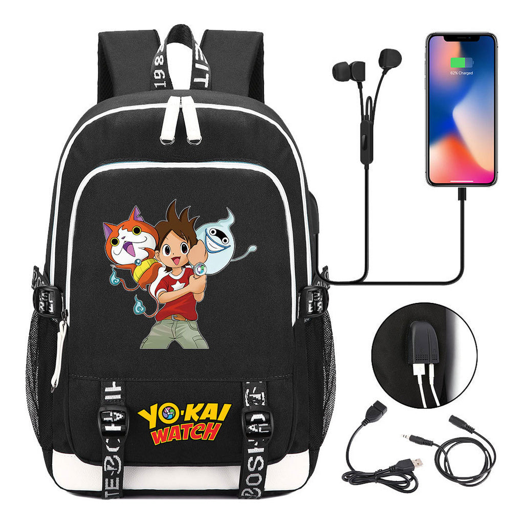 Anime Monster Watch Student School Bag Usb Men's And Women's Leisure Backpack
