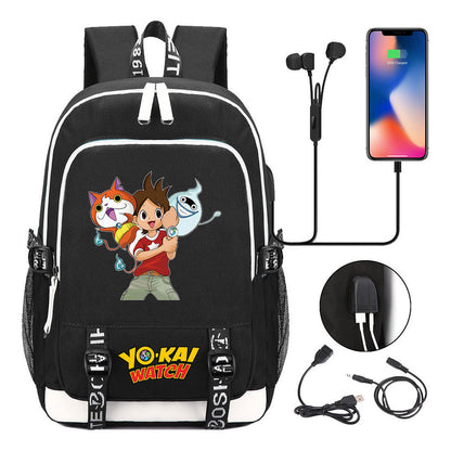 Anime Monster Watch Student School Bag Usb Men's And Women's Leisure Backpack