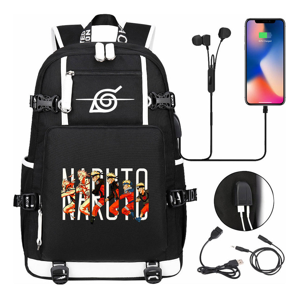 Naruto Print Usb Youth Student Backpack Casual High-capacity Travel Backpack
