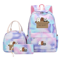 Cartoon Cute Three Cheap Bears Youth Student Girls School Bag Lunch Bag Three Piece Set Backpack Set