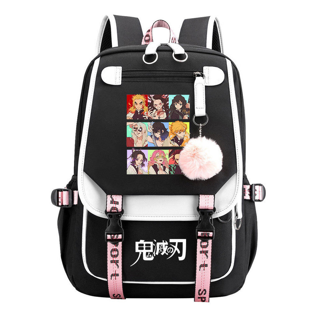Cartoon Fashion Usb Youth Student Backpack Boy's And Girl's Leisure Ribbon Flip Backpack