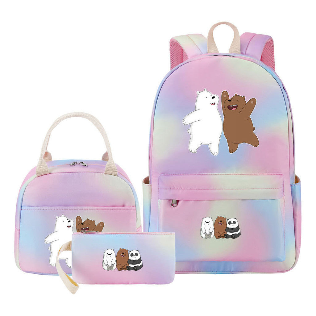 Cartoon Cute Three Cheap Bear Student Backpack Lunch Bag Three Piece Set Backpack Set