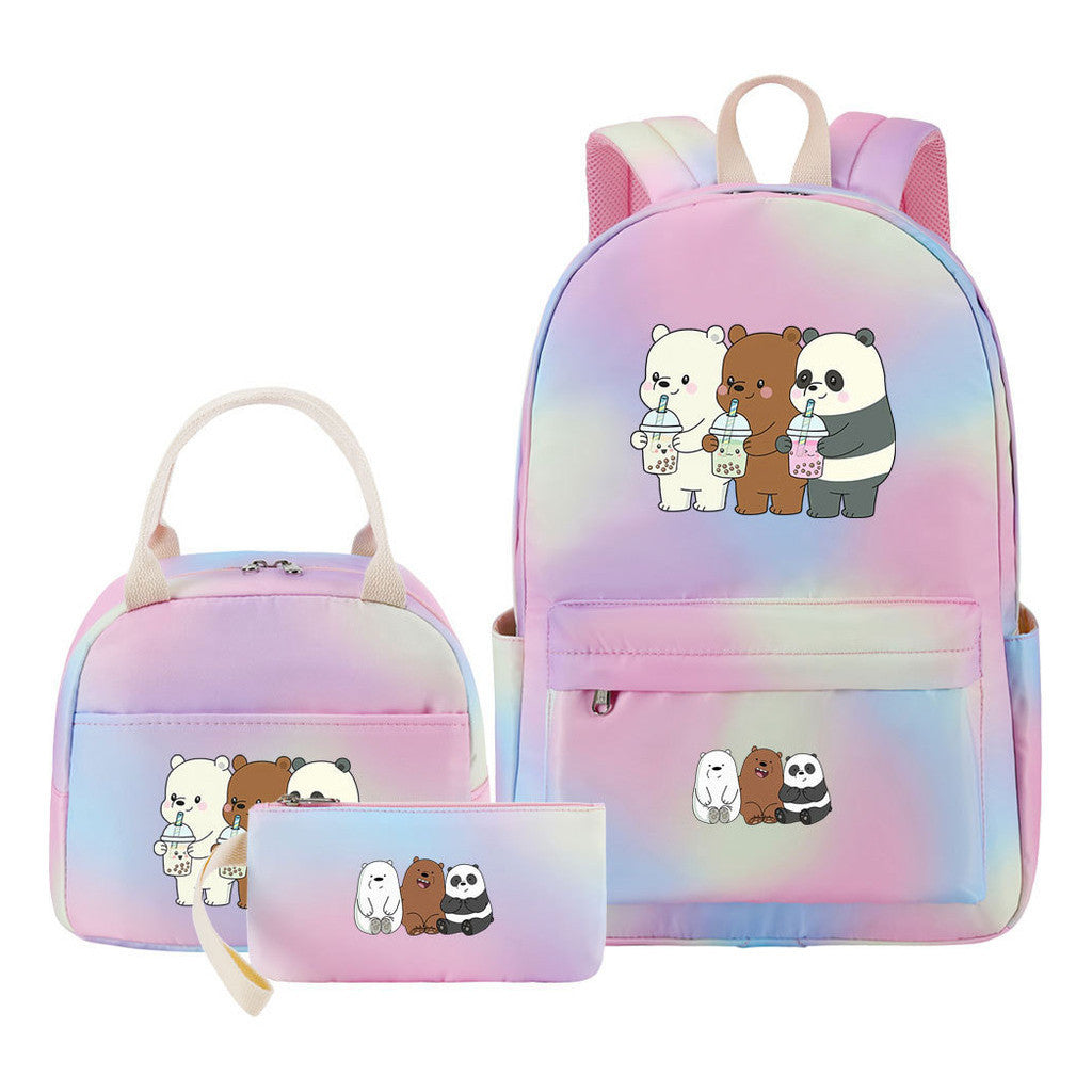 Cartoon Cute Three Cheap Bear Student Backpack Lunch Bag Three Piece Set Backpack Set