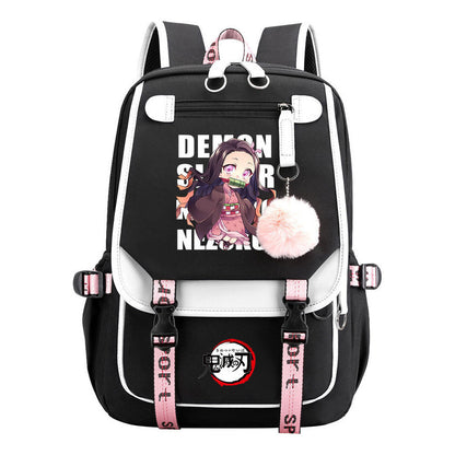 Cartoon Fashion Usb Student Backpack With Casual Woven Strap Flip Back Backpack
