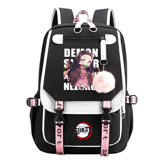 Cartoon Fashion Usb Student Backpack With Casual Woven Strap Flip Back Backpack