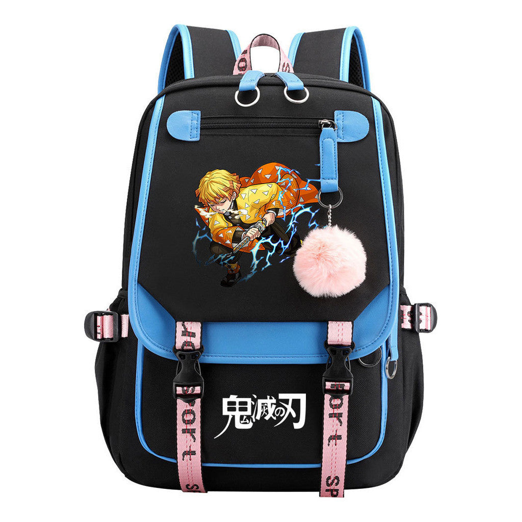 Japanese Cartoon Fashion Usb Student Backpack Casual Woven Flap Backpack