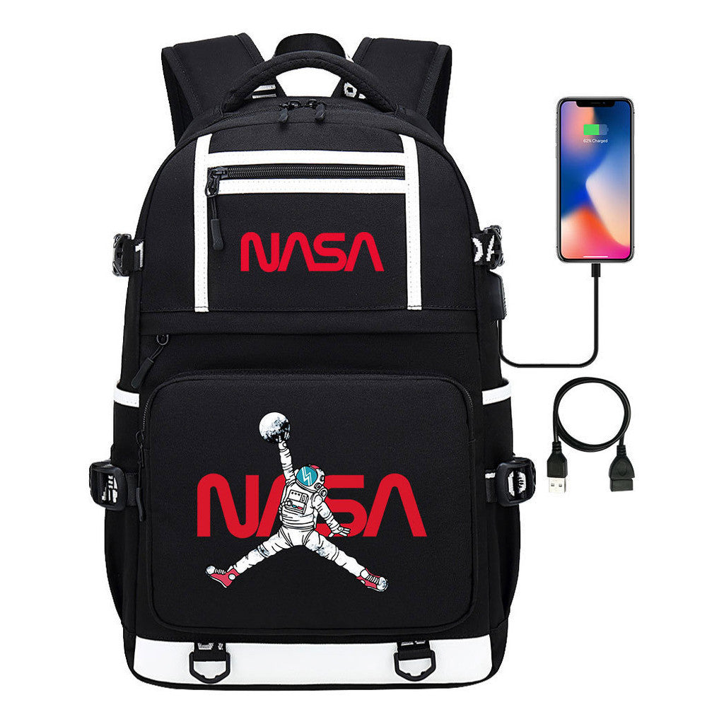 Printed Usb Youth School Bag Backpack Leisure Travel Backpack