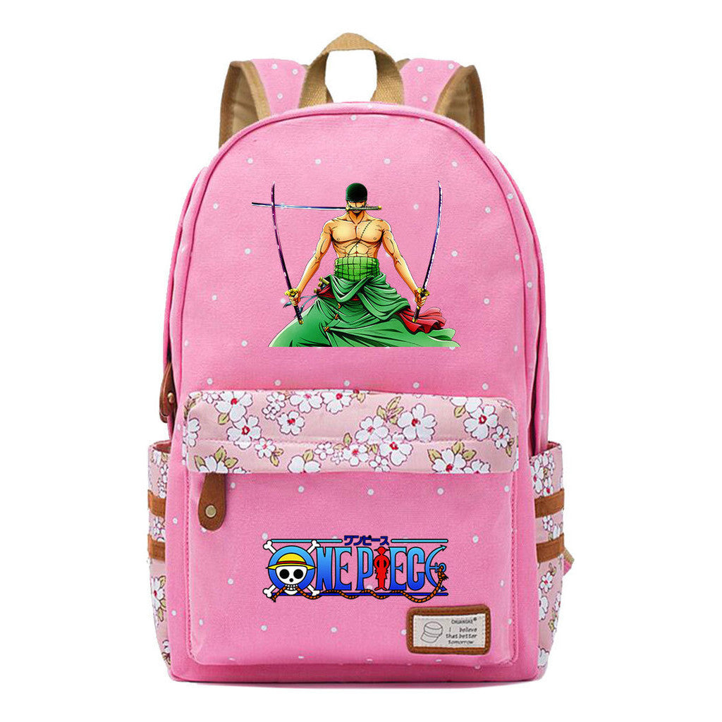 Anime Pirate Wang Lufei Printed Book Bag Fragmented Flower Leisure Backpack