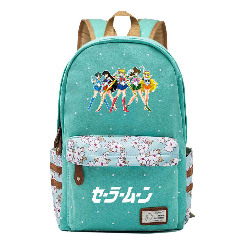 Anime Beauty Girl Warrior Student School Bag Fragmented Flower Boy's And Girl's Leisure Backpack