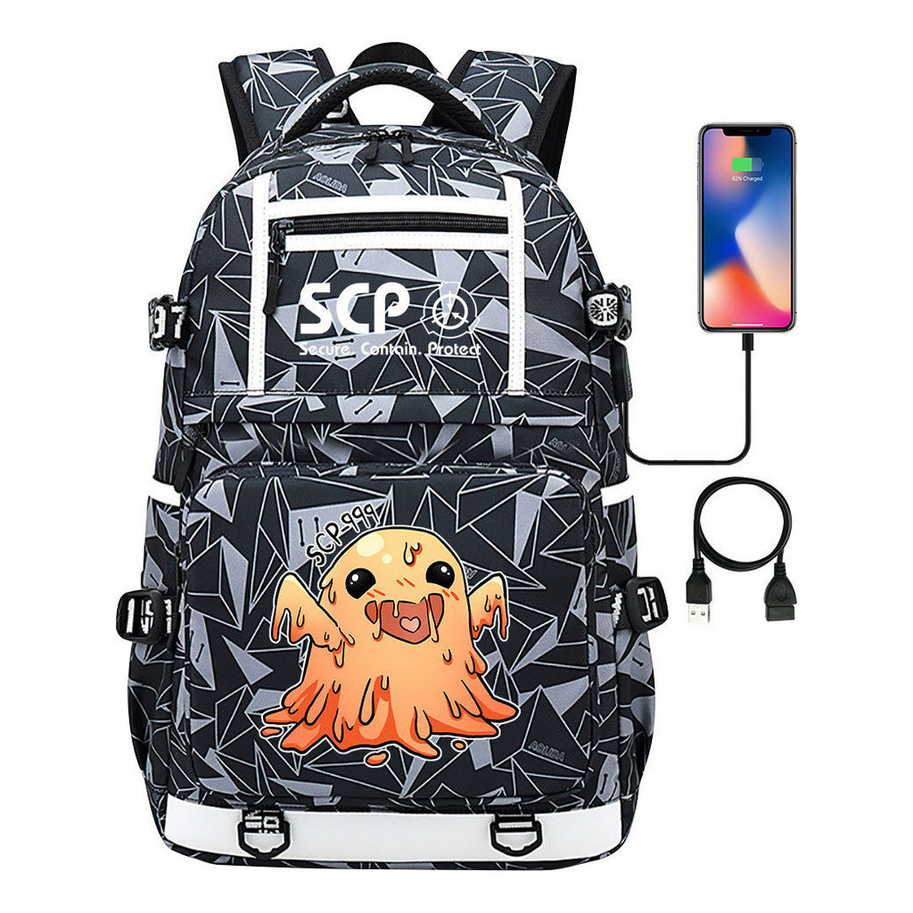 Printed Usb Youth Backpack For Men And Women's Leisure Travel Backpack