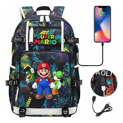 Super Mario Printed Teenage Student Backpack With Large Capacity For Men And Women's Leisure Travel Backpack