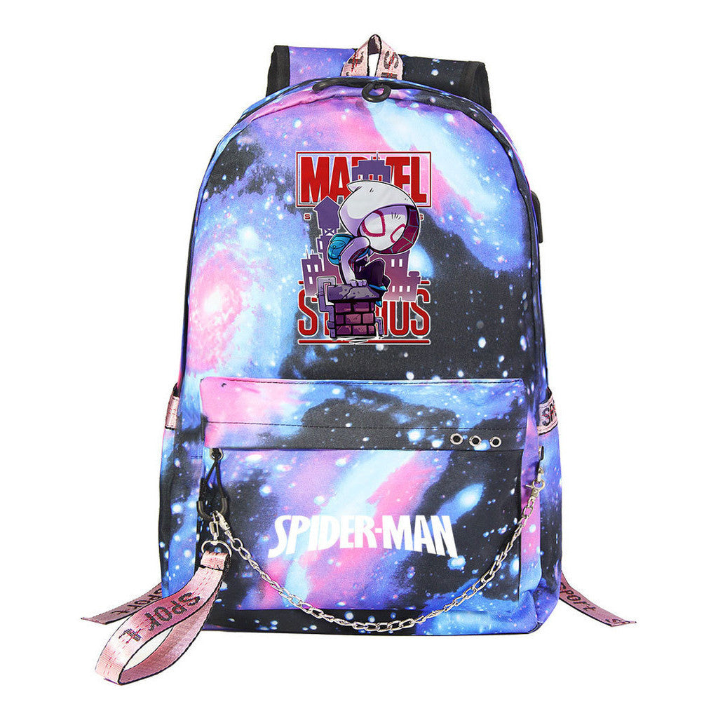 Superhero Printed Teenage Student Backpack For Boys And Girls, Casual Woven Strap Backpack