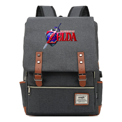 Printed Youth Student Backpack Usb Men's And Women's Casual Backpack