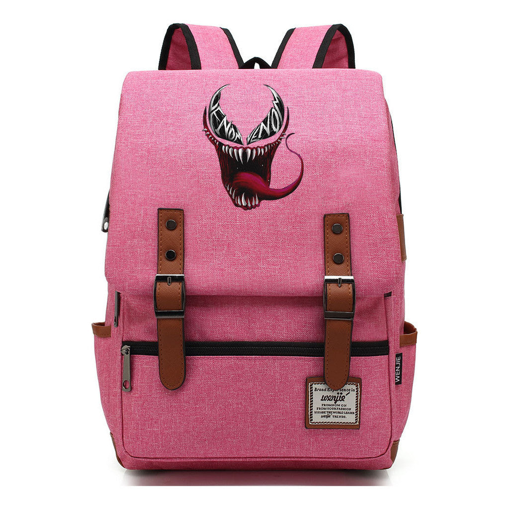 Printed Youth Student School Bag Casual Belt Buckle Classic Backpack