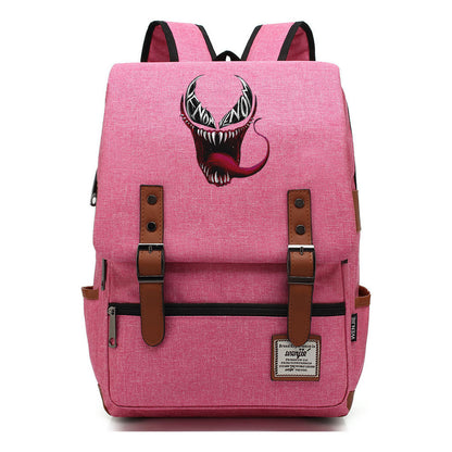Printed Youth Student School Bag Casual Belt Buckle Classic Backpack