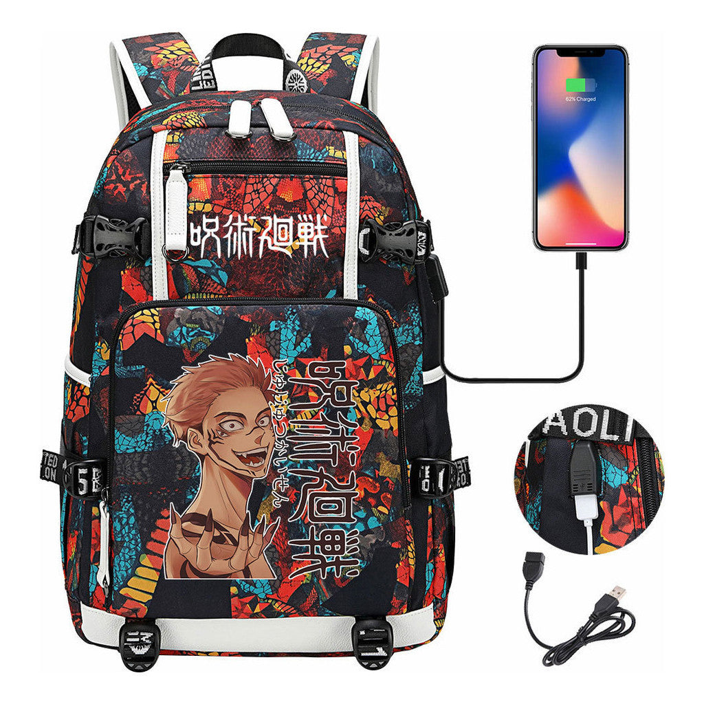 Printed Usb Youth Student Backpack For Men And Women's Leisure Large Capacity Travel Backpack