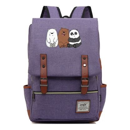 Cartoon Cute Three Bears Printed Youth School Bag For Men And Women Leisure Belt Buckle Classic Backpack