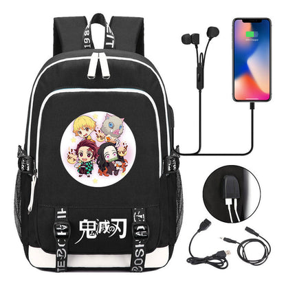 Comic Cartoon Fashion Youth Student Backpack Usb Men's And Women's Casual Backpack