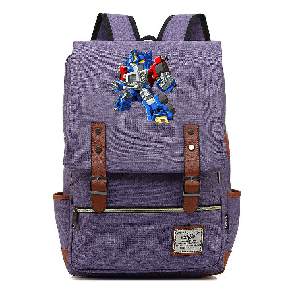 Transformed Mecha Printed Student Backpack For Men And Women's Leisure Backpack