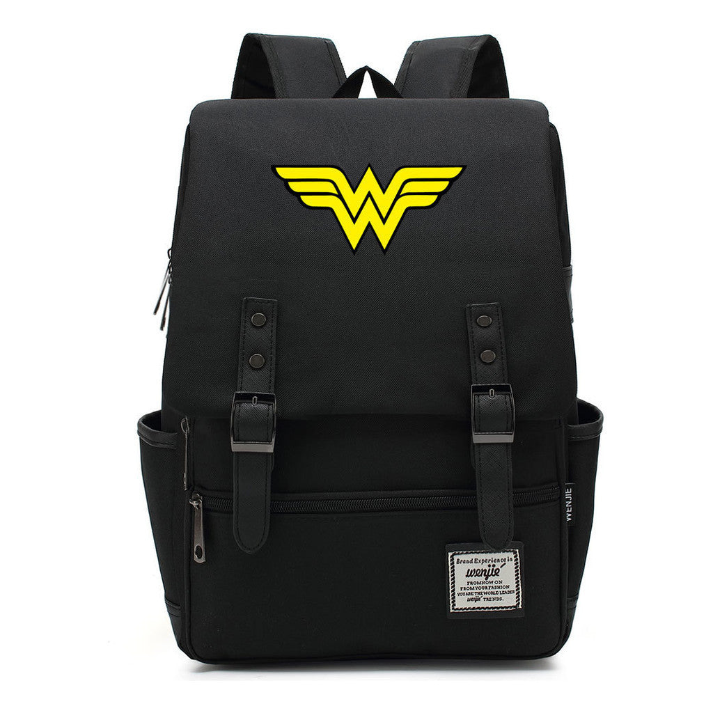 Anime Wonder Woman Printed Youth Student School Bag Men's And Women's Leisure Belt Buckle Backpack