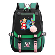 Interstellar Baby Stitch Usb Youth School Bag Casual Ribbon Flip Backpack
