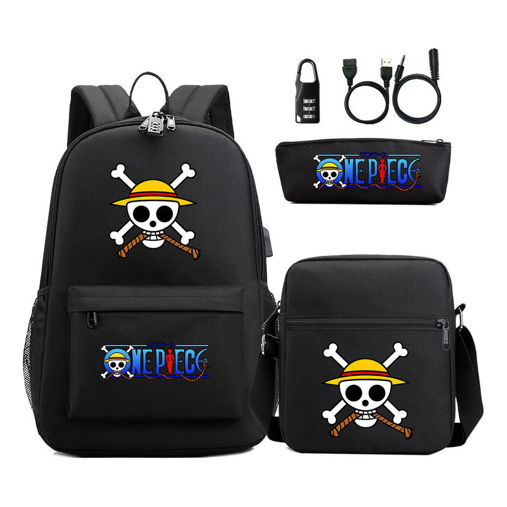 Usb Password Lock Student Backpack Three Piece Set Backpack Set