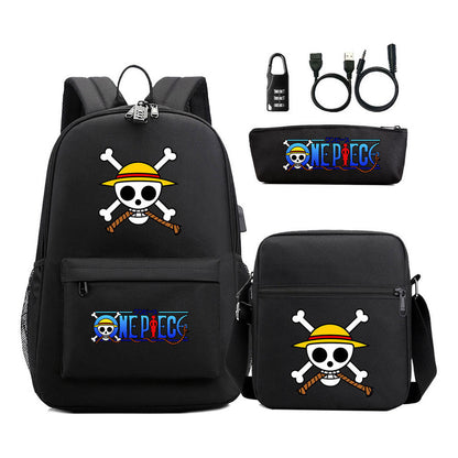 Usb Password Lock Student Backpack Three Piece Set Backpack Set