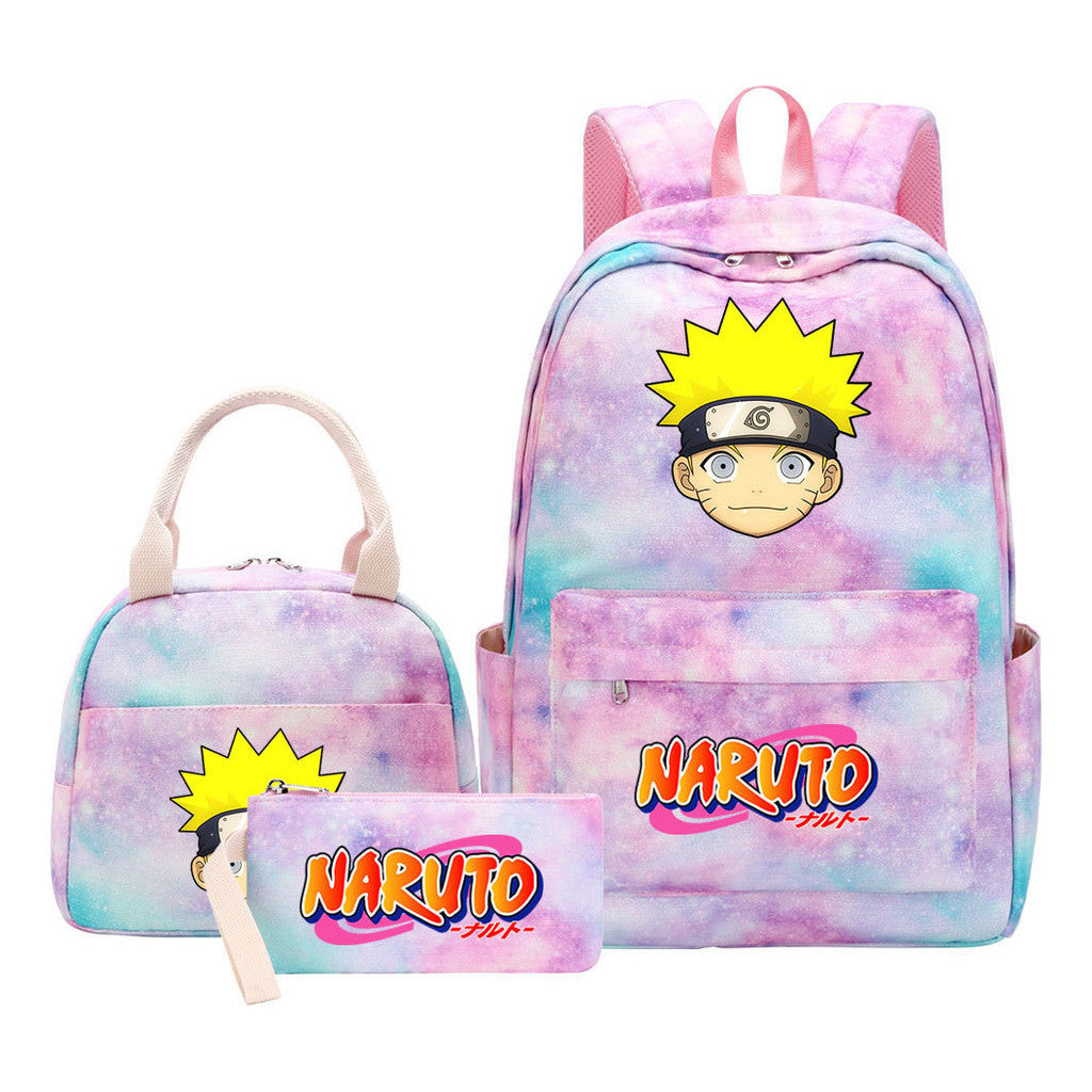 Naruto Student Girl Backpack Lunch Bag Three Piece Set Backpack Set