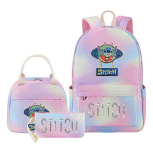 Interstellar Baby Stitch Student Girls School Bag Lunch Bag Three Piece Set Backpack Cover