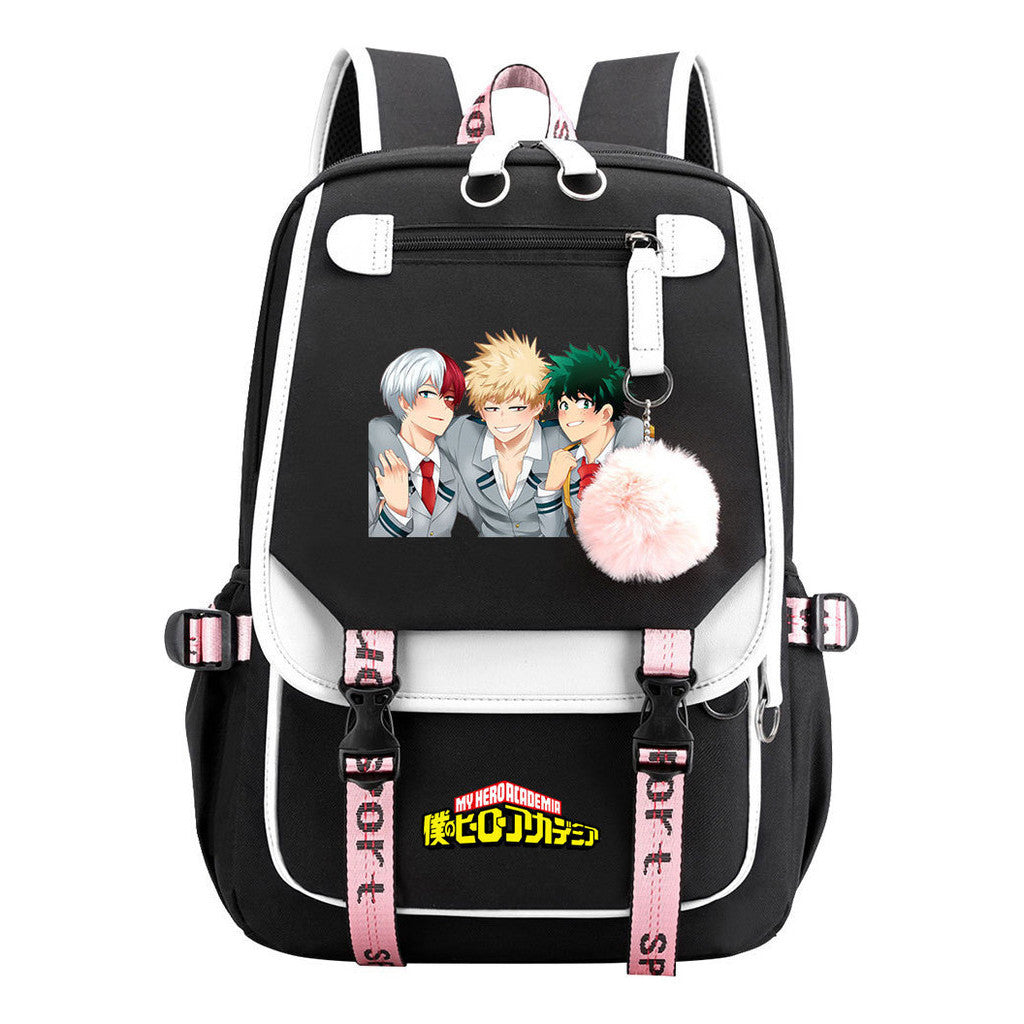 My Heroes Academy Usb Youth Student Backpack With Casual Woven Strap Flip Back Backpack