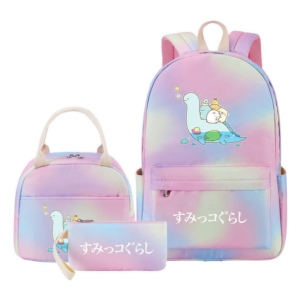 Game Corner Biology Youth Student Girls School Bag Lunch Bag Three Piece Set Backpack Set
