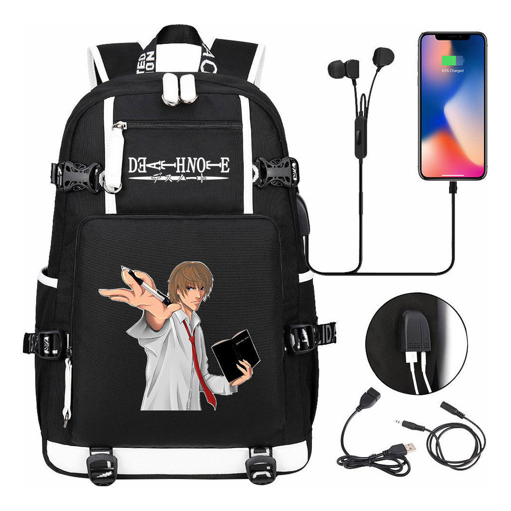 Death Note Usb Large Capacity Youth Student Backpack Men's And Women's Leisure Travel Backpack
