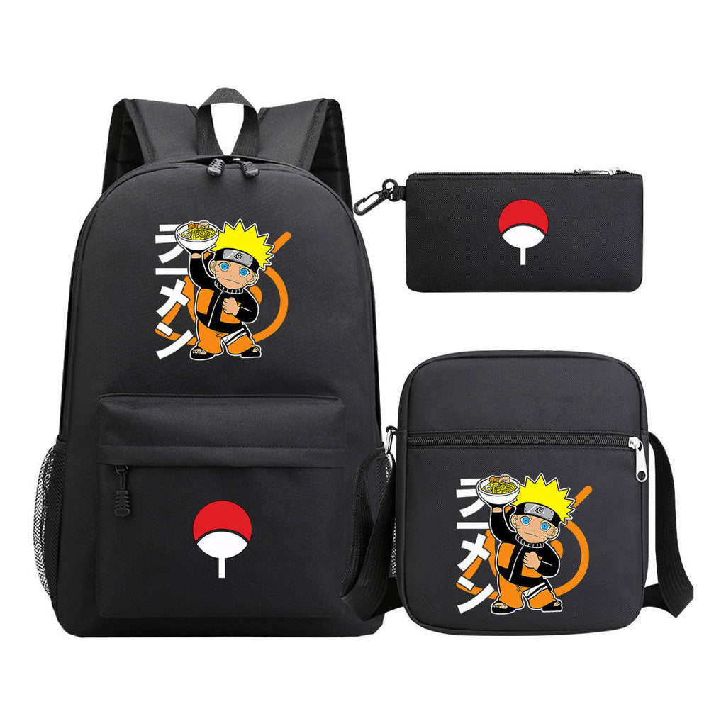 Anime Naruto Starry Sky Youth School Bag Three Piece Set For Men And Women Backpack Set