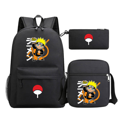Anime Naruto Starry Sky Youth School Bag Three Piece Set For Men And Women Backpack Set