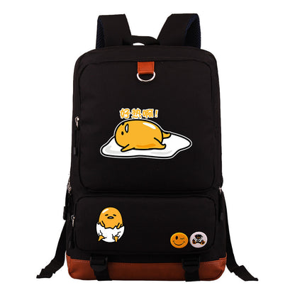 Cartoon Anime Lazy Egg Youth Student Backpack, Large Capacity Travel Bag, Boy's And Girl's Backpack