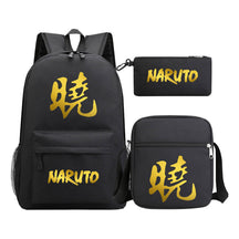 Golden Anime Naruto Starry Sky Youth Student School Bag Three Piece Set For Boys And Girls Backpack Set