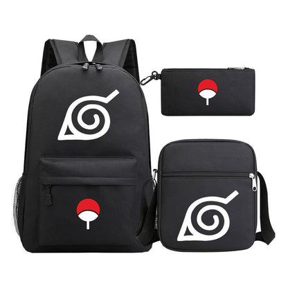 Anime Naruto Starry Sky Youth School Bag Three Piece Set For Men And Women Backpack Set